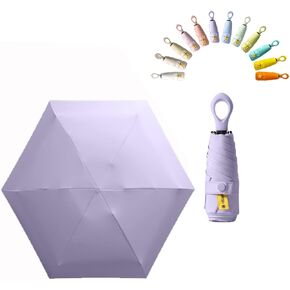 Mini Sun Travel Umbrella Ring handle Coating Layer Fabric Compact Folding Purse Umbrella/Lightweight Small Portable Backpack/Rain Sun/Blocking/Anti UPF 50 UV Protection 99.9% Men Women Kids