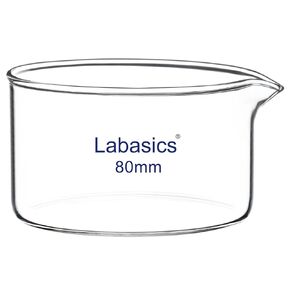 Labasics Crystallizing Dish with Spout and Heavy-Duty Rim, Thick-Walled Design High Borosilicate Glass Reusable Crystallizing Dishes for Crystallization and Evaporation, 500 ml Capacity OD 125 mm