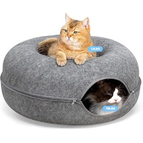 Rzoooot Cat Donut Cat Tunnel Bed, Peekaboo Cat Cave for Indoor Cats, Scratch Resistant Cat Toys for Medium Large Cats up to 30 lbs in Saudi Arabia