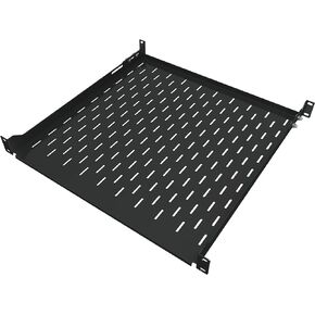 1U Server Rack Shelf - 19" Rackmount Tray - 17.7" (450mm) Deep 4-Post Fixed Mount for Computer Network/AV/IT Equipment Cabinet Enclosure - Vented for Maximum Airflow (Black) - Tupavco TP1711