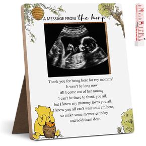 Hatzelou Baby Shower Sign Picture Frame, A Message From The Bump Baby Sonogram Picture Frame, Blue Balloon Decor Baby Shower Gender Reveal, Pregnancy Milestone Keepsake 4.3 * 5.3 IN Photos in Kuwait