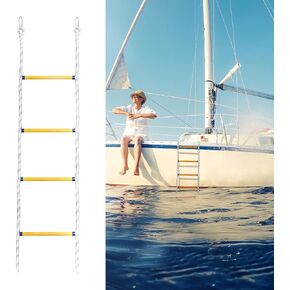 سلم حبل القارب ذو 4 خطوات، سلم الصعود على الحبال المحمول للتسلق في الهواء الطلق للقوارب القابلة للنفخ، الكاياك، القوارب البخارية، التجديف، قارب المساعدة، المراكب الشراعية، الزلاجات النفاثة باللون الأبيض in Kuwait