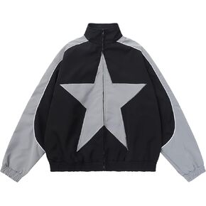 Aelfric Eden Men's Lightweight Star Soft Shell Jacket Stand Collar Waterproof Outdoor Oversized Casual Vintage Hip-Hop Coat