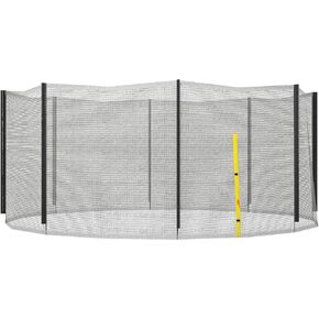 Soozier Trampoline Safety Net for 14ft Round Trampoline with 8 Straight Poles, Weather-Resistant Trampoline Net Replacement Enclosure with Yellow Zippered Entrance, Poles Not Included
