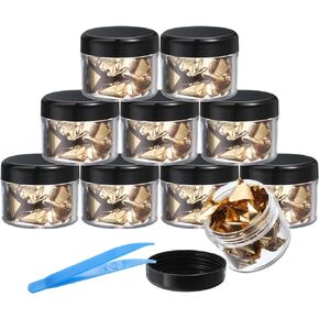 PATIKIL Gold Foil Flakes for Resin, 10Bottles/10Gram Gold Leaf Flakes Metallic Gold Foil Flakes with Tweezers for Nail Design Craft Painting Jewelry Making, Gold