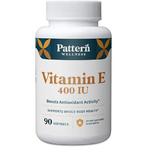 Pattern Wellness Vitamin E 400 IU Supplement - Boosts Antioxidant Activity - Supports Whole Body Health - Fights Against Cellular Damage - 3rd Party Lab Tested - 90 Soft Gels