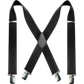 JEMYGINS Mens Suspender with 4 Strong Metal Clips 5cm Wide Heavy Duty Suspender(2inch)