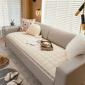 Cream-Coloured Large Plaid Square Pet Mat Bed Couch Cover, Fuzzy Couch Cover, Dog Blankets for Large Dogs, Blanket Dog Bed Cover Pet Blanket (27.55 * 59.05, Gray)