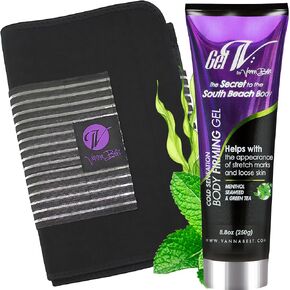 Vanna Belt Bundle: V-Sweat Waist Trainer with Back Support and Gel-V Anti-Cellulite Skin Firming/Tightening Lotion for Women