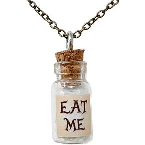 UMBRELLALABORATORY Alice in Wonderland Fairy Glow in The Dark Kawaii Necklace-Drink me handmade label sticker