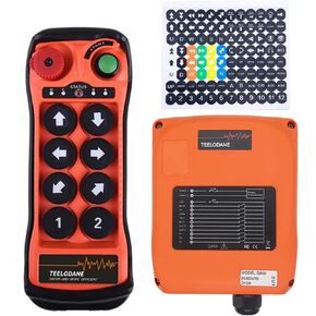 Q800 Industrial Wireless Crane Remote Control kit 8 Button 12v 24v Electric Lift Hoist Overhead Tower Bridge Transmitter Receiver (2 Transmitters + DC12-24V Recevier)