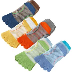 FAMKIT Kids Toe Socks 5 Pair Children Five Finger Toe Socks Breathable Cotton Sports Five Finger Socks for 3-12 Years