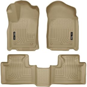 Husky Liners Weatherbeater Floor Mats | Fits 2011 - 2015 Dodge Durango & Jeep Grand Cherokee | Front & 2nd Row, 3-pc Tan - 99053