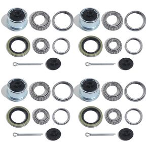 LUXTRKSTO 4 Sets L68149/L68111 L44649/L44610 Trailer Hub Bearings Kit for 3500lbs Tapered Axle, with 171255TB/10-19 Grease Seals 1.98'' Dust Caps, Hub Bearing Kits for 1-3/8'' to 1-1/16'' #84 Spindle