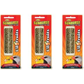 Higgins 3 Pack of Sunburst Gourmet Treat Sticks, 3 Ounces Each, L'il Fruits Flavor for Canaries and Finches