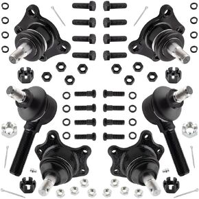 YMAUGP 6PC Front Upper and Lower Ball Joints + Outer Tie Rod for Toyota 4Runner 1989-1995, for Toyota Pickup 1989-1995/ T100 1993-1998 [4WD ONLY], K9519 K9482 ES2376 Ball Joint and Tie Rod End Set