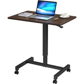 FitDesk Height Adjustable Desk - Pneumatic Standing Laptop Desk, Portable Office Work Station Stand Up Desk, Mobile Desk Workstations Organizer, Portable Office Desk for Home Office - Walnut, 27"