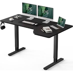Marsail L Shaped Electric Standing Desk, 55x34 Inch Standing Desk Adjustable Height with Headphone Hook, Large Computer Desk Sit Stand Desk for Home Office Sturdy Writing Workstation