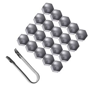 21 in 1 Hexagonal Wheel Lug Nut Covers Bolts Covers Screw Protect Caps 21mm with Clips (Grey)