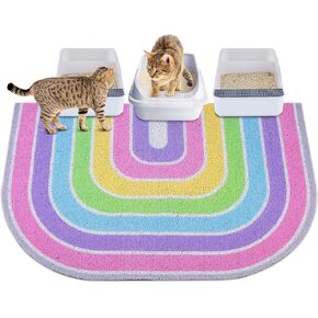 Cat Litter Mat Quality Litter Box Mat Large Non-Slip Cat Litter Mat Litter Trapping Mat Soft Kitty Litter Mat Compatible Two Litter Boxes Cat Products Easy to Clean