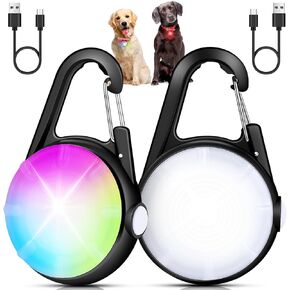 Dog Lights for Night Walking, 2 Pack 4 Modes Dog Collar Light, Rechargeable Dog Walking Light for Nighttime Clip On, IP68 Waterproof Safety Light for Running, Cycling, Camping (Black)