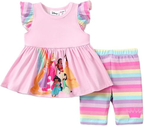 Disney Princess Toddler Girl Outfits Ruffle Sleeve Top and Pants Set 2-6 Years… in Saudi Arabia