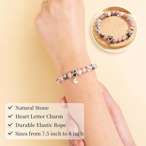 Mom Bracelets for Women - Gifts for Mom from Daughter- Amethyst Bracelet 8MM Healing Crystals Natural Amethyst Beads Handmade Bracelets Mothers Day Gifts Mom Birthday Gifts Christmas Gifts in Kuwait