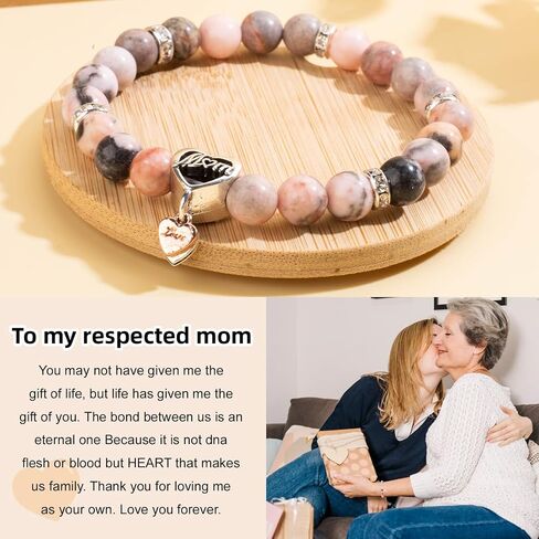 Mom Bracelets for Women - Gifts for Mom from Daughter- Amethyst Bracelet 8MM Healing Crystals Natural Amethyst Beads Handmade Bracelets Mothers Day Gifts Mom Birthday Gifts Christmas Gifts in Kuwait