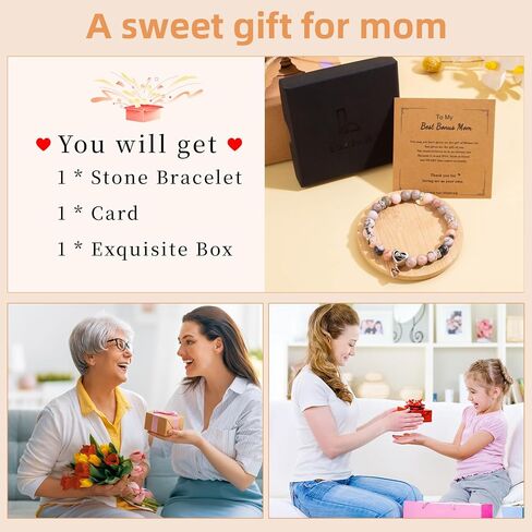 Mom Bracelets for Women - Gifts for Mom from Daughter- Amethyst Bracelet 8MM Healing Crystals Natural Amethyst Beads Handmade Bracelets Mothers Day Gifts Mom Birthday Gifts Christmas Gifts in Kuwait