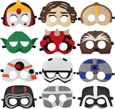 12 قطعة من أقنعة الحفلات من OU RUI، مستلزمات الحفلات ذات طابع Galaxy Wars، دعامات لحفلات أعياد الميلاد للأولاد والبنات in Kuwait