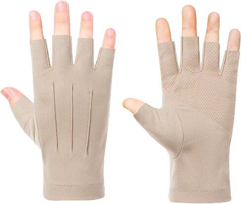 ZARSIO Men Summer Fingerless Gloves Lightweight Half Finger Sunblock Gloves for Outdoor Hiking Driving Cycling in Kuwait