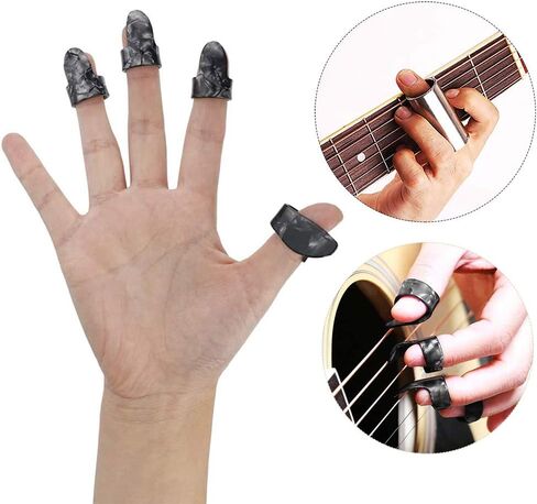 Xiaokeis 4 Pcs Guitar Slide, Set of 4 Glass Slide with 8pcs Finger Sleeves, Steel Guitar Slide for Electric Guitar Accessories, Electric Guitar Accessories with Storage Box(Random Color) in Saudi Arabia