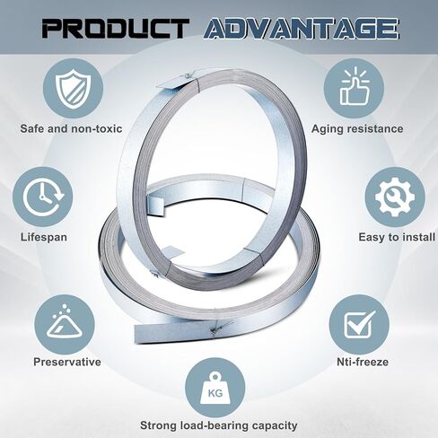 Gisafai 1.57 بوصة × 98.43 قدم شريط مجاري مجلفن حزام معدني شديد التحمل مقاوم للرياح نطاقات معدنية لمشاريع التثبيت، ورافعات الشعاع، وبناء المنازل in Kuwait