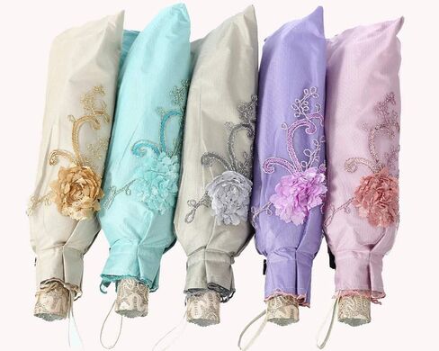 LCY Embroidered Lace Double-deck Anti-UV Parasol Sun/Rain/Snow Folding Umbrella in Saudi Arabia