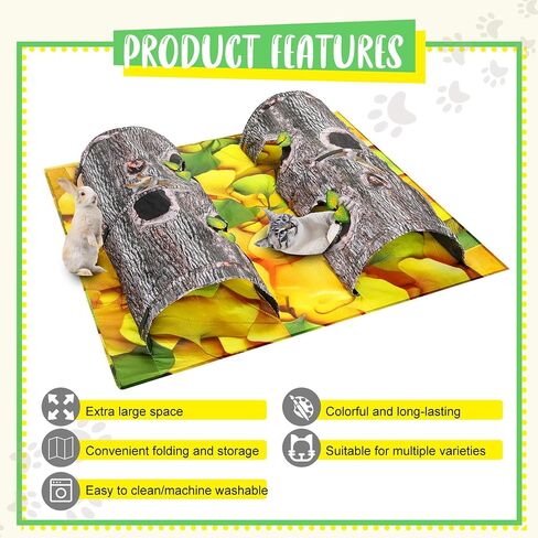 Cat Tunnels Collapsible Pet Tube - Interactive Tree Trunk Cat Activity Play Tunnels with Peek Holes Plush Bell Toys, Pets Puzzle Hunt Chase Training Center for Kitten, Ferret, Small Animals in Saudi Arabia