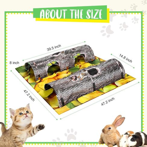 Cat Tunnels Collapsible Pet Tube - Interactive Tree Trunk Cat Activity Play Tunnels with Peek Holes Plush Bell Toys, Pets Puzzle Hunt Chase Training Center for Kitten, Ferret, Small Animals in Saudi Arabia