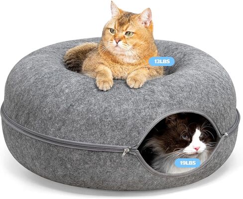 Rzoooot Cat Donut Cat Tunnel Bed, Peekaboo Cat Cave for Indoor Cats, Scratch Resistant Cat Toys for Medium Large Cats up to 30 lbs in Saudi Arabia