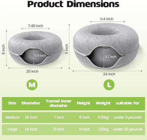Rzoooot Cat Donut Cat Tunnel Bed, Peekaboo Cat Cave for Indoor Cats, Scratch Resistant Cat Toys for Medium Large Cats up to 30 lbs in Saudi Arabia