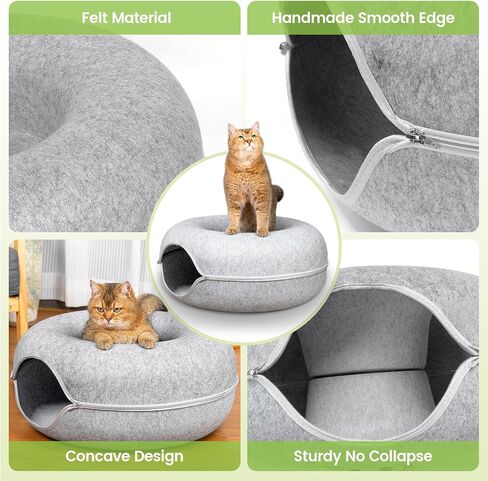 Rzoooot Cat Donut Cat Tunnel Bed, Peekaboo Cat Cave for Indoor Cats, Scratch Resistant Cat Toys for Medium Large Cats up to 30 lbs in Saudi Arabia