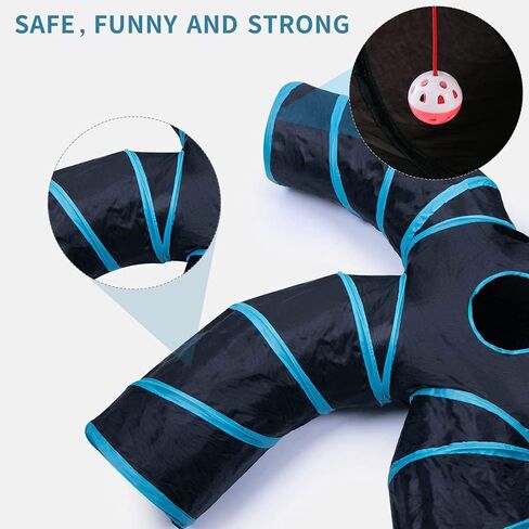 Cat Tunnels Collapsible Pet Tube - Interactive Tree Trunk Cat Activity Play Tunnels with Peek Holes Plush Bell Toys, Pets Puzzle Hunt Chase Training Center for Kitten, Ferret, Small Animals in Saudi Arabia