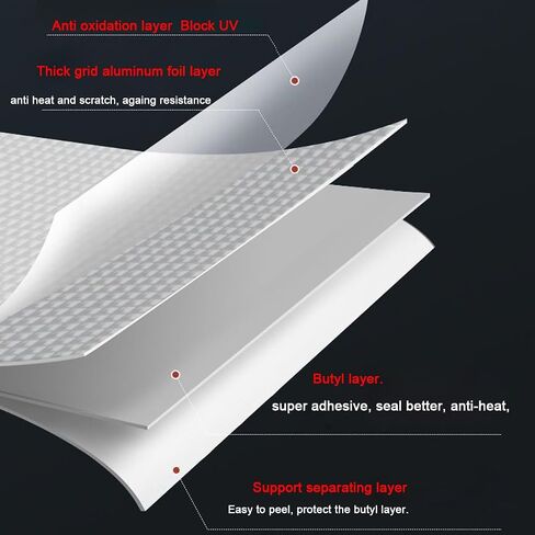 Butyl Tape Waterproof Tape, Aluminum Foil Butyl Seal Tape for Leakage, Butyl Rubber Tape for Reapring for Boat, Pipe Sealing, Roof Crack, RV, Awning, Window Sealing - 6"W x 16'L in Saudi Arabia