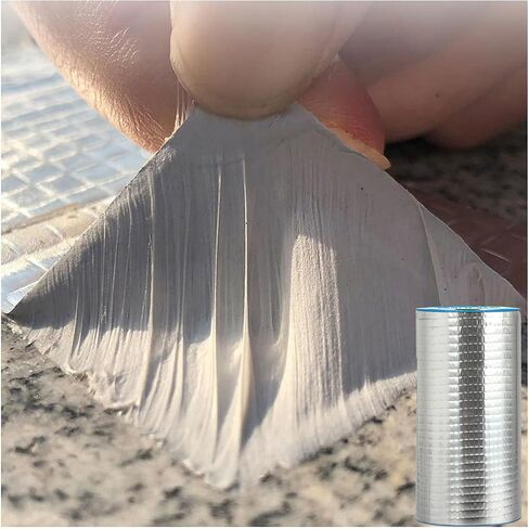 Butyl Tape Waterproof Tape, Aluminum Foil Butyl Seal Tape for Leakage, Butyl Rubber Tape for Reapring for Boat, Pipe Sealing, Roof Crack, RV, Awning, Window Sealing - 6"W x 16'L in Saudi Arabia