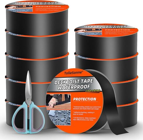TolleSonne 10 Pack Joist Tape for Decking 2" x 50' Weather-Resistant Butyl Joist Tape, Self Adhesive Deck Flashing Tape for Hardwood for Wood Decks Beams Roof 2 inch x 50 feet in Saudi Arabia