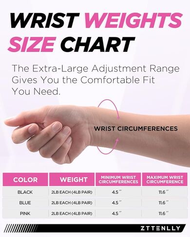 مجموعات أوزان المعصم من ZTTENLLY - حجم قابل للتعديل - مجموعات أوزان اليد للذراع للنساء والرجال - مناسبة للمشي والعلاج الطبيعي والجري واليوجا والتمارين الرياضية in Kuwait