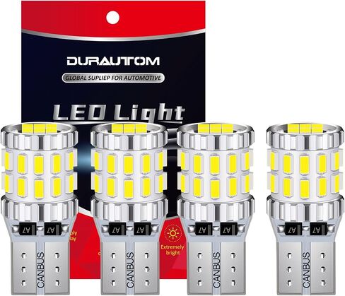 DURAUTOM 12V-24V Wedge194 T10 W5W LED Bulbs Error Free, Newest Extremely Bright 6500K White, For Interior Dome Map Door Courtesy License Plate Trunk Lights (Pack of 4) in Saudi Arabia