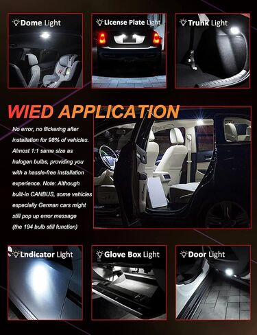 DURAUTOM 12V-24V Wedge194 T10 W5W LED Bulbs Error Free, Newest Extremely Bright 6500K White, For Interior Dome Map Door Courtesy License Plate Trunk Lights (Pack of 4) in Saudi Arabia