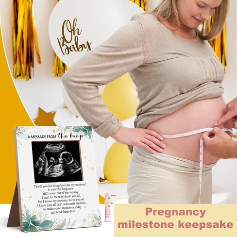 إطار صورة لافتة استحمام الطفل Hatzelou، رسالة من إطار صورة Sonogram لصورة الطفل، بالون أزرق ديكور استحمام الطفل يكشف عن الجنس، تذكار معلم الحمل 4.3 * 5.3 في الصور in Kuwait