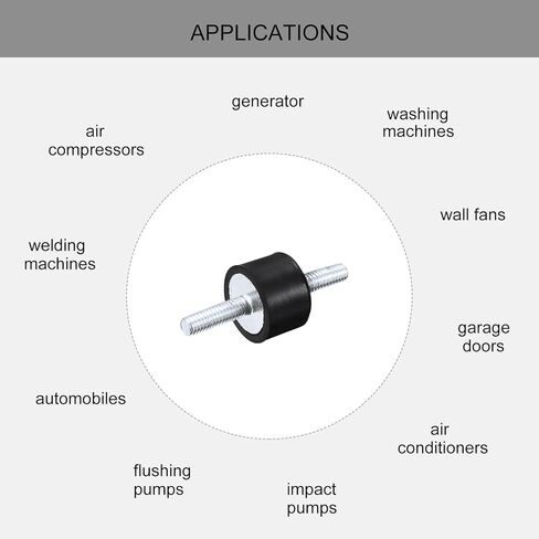 uxcell M5x15mm Rubber Mounts, 6pcs Anti Vibration Isolator Studs Shock Absorber Male for Air Compressors, Garage Motor, Diesel Engines, 15x10mm in Saudi Arabia