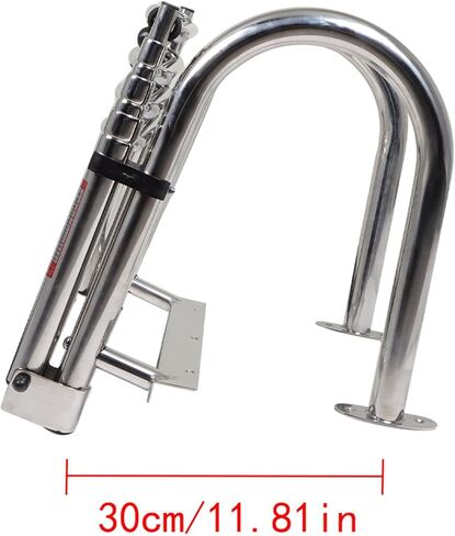 WFLNHB قارب عائم 4 خطوات سلم قابل للطي، سلم قابل للطي من الفولاذ المقاوم للصدأ الفاخر مع دواسة يد درابزين سلم يخت بحري in Kuwait