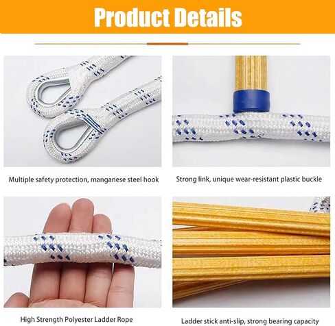 4 Steps Boat Rope Ladder, Portable Outdoor Climbing Rope Boarding Ladder for Inflatable Boat, Kayak, Motorboat, Canoeing, Assist Boat, Sailboat, Jet Skis White in Kuwait